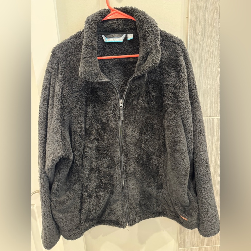 Free Country Plush Fleece Jacket XXL Black Full Zip Cozy Soft